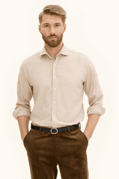 Hovedbilde REG FIT CUT AWAY BRUSHED FLANNEL Light Beige