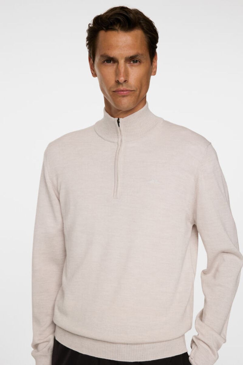 KIYAN MERINO QUARTER ZIP Moonbeam Melange