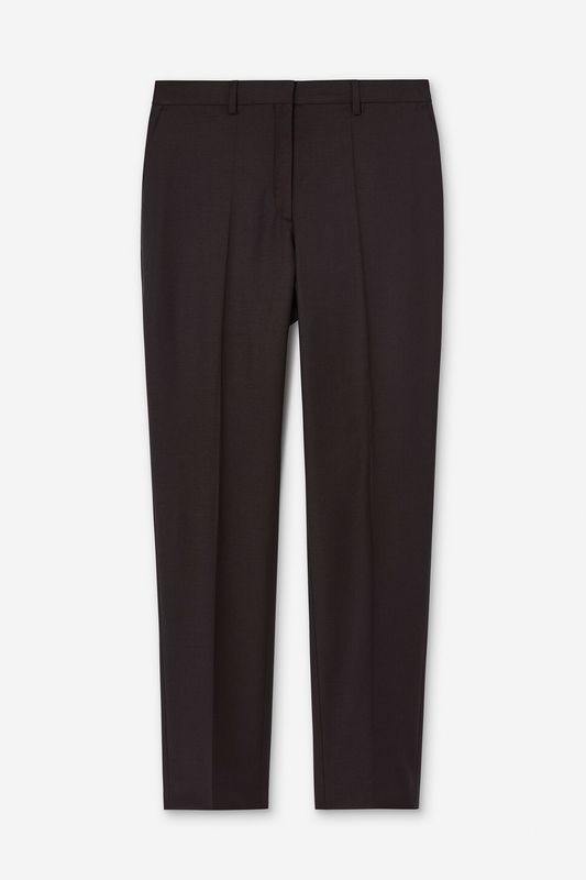 EMMA CROPPED COOL WOOL TROUSERS Dark Chocolate