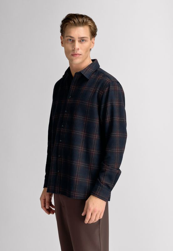 PIERO WOOL SHIRT Navy Check
