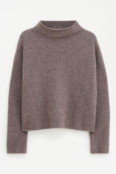 Hovedbilde MIKA YAK FUNNELNECK SWEATER Dark Taupe Melange