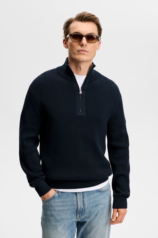 ALEX HALF ZIP KNITTED SWEATER JL Navy