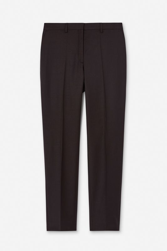 EMMA CROPPED COOL WOOL TROUSERS Dark Chocolate