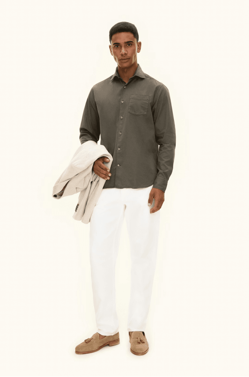 REGULAR FIT TWILLSKJORTE Tree Green