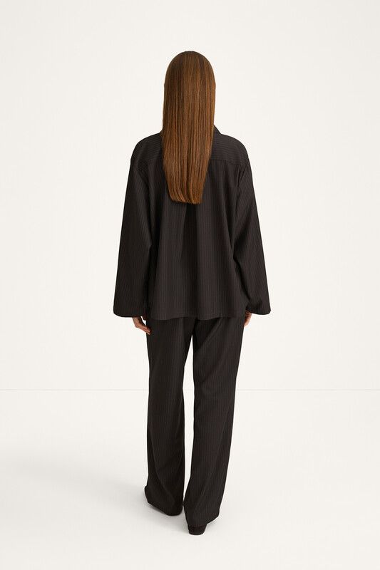 BRENLY SHIRT Coffee Pinstripe